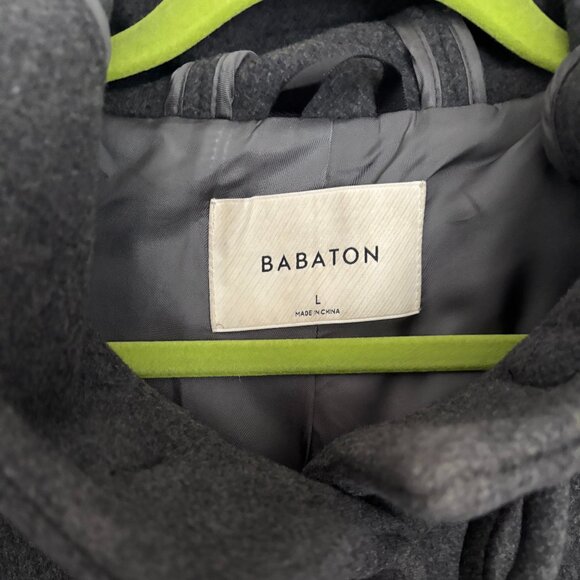 Aritzia (Babaton) Pearce Hooded Wool Coat Charcoal Toggle Pea Coat - Picture 5 of 5